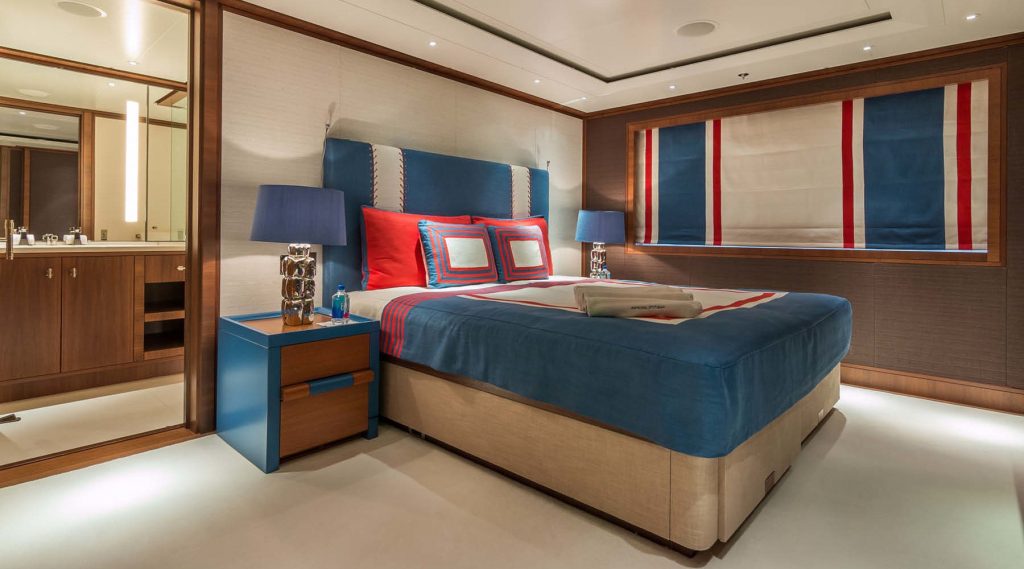 182ft yacht bedroom's design and furnishing
