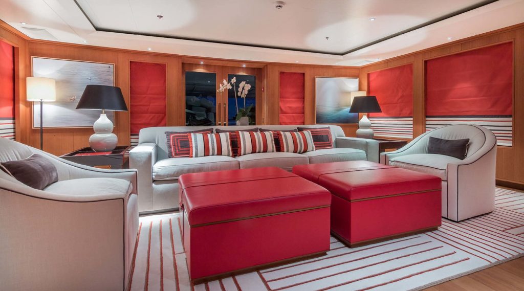 Feadship cushions, sofas and furnishings.