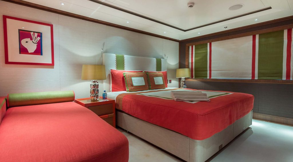 Interior yacht bedroom on the Feadship