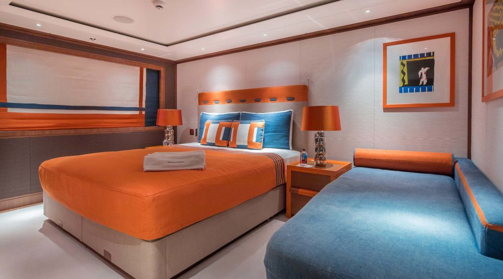 Interior upholstery of a 182ft yacht Feadship