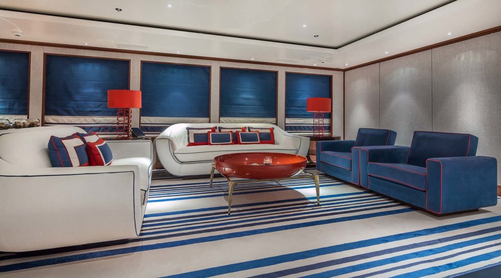 Interior upholstery of the 182ft Feadship