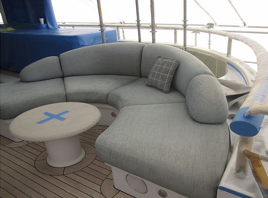 Old exterior seating aboard the 177ft Oceanfast