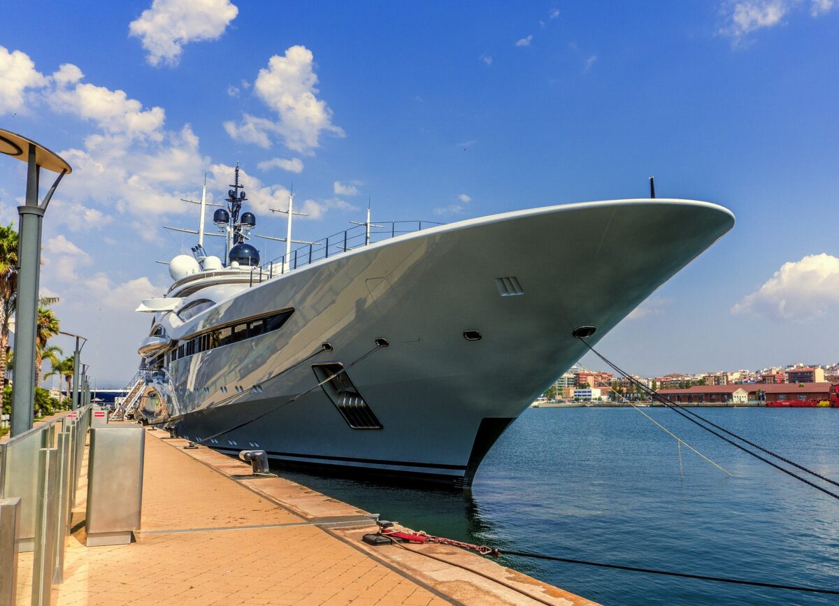 Superyacht docked in West Palm Beach Refit Yard