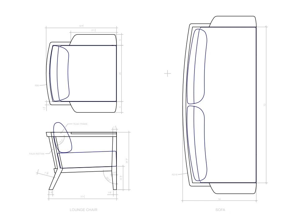 Sketch of Adam Voorhees cushion seating designs.