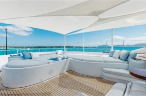 Yacht exterior furnishings and sail awning