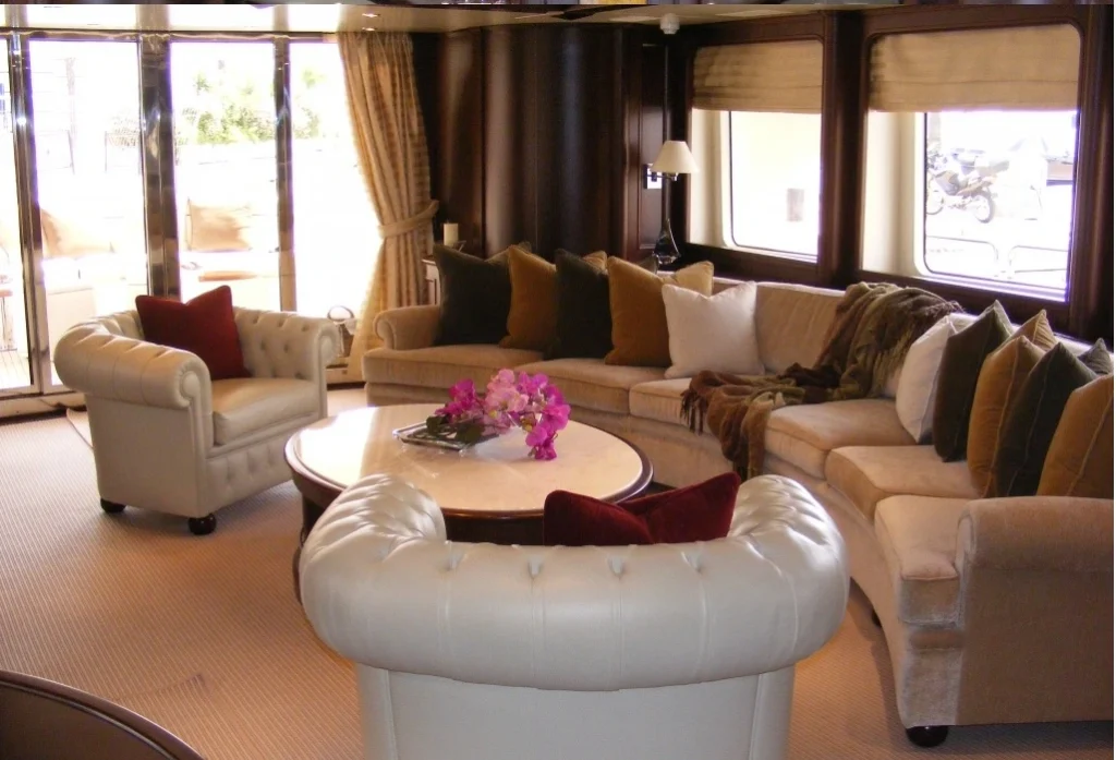 The original yacht sofa and cushions that needed updating.