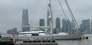 The Kaizen superyacht with its new bimini.